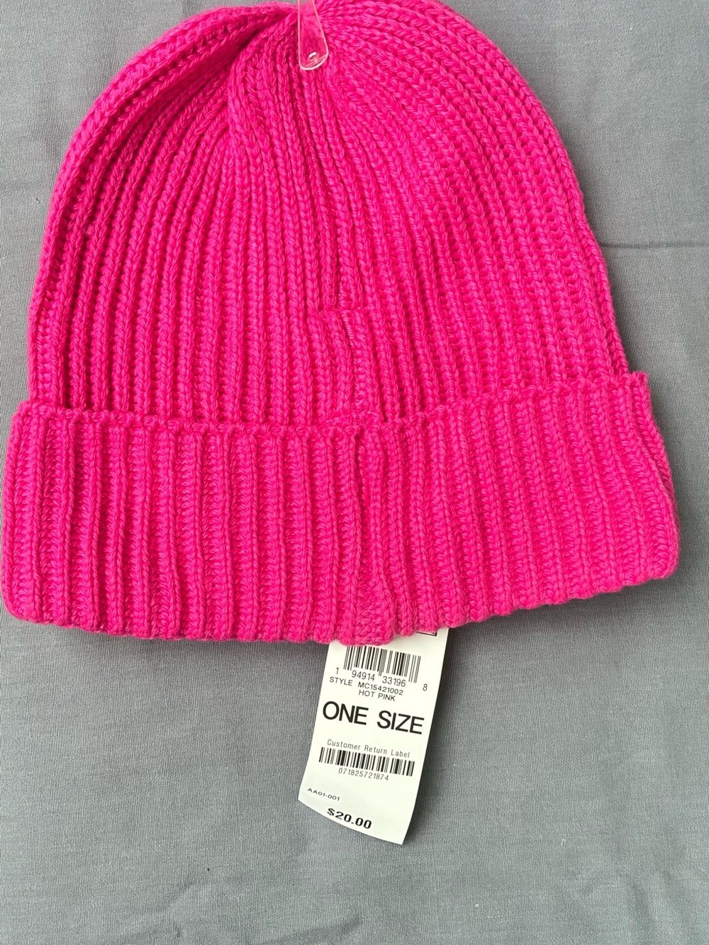 Style & Co. Ribbed Beanie - Bright Hot Pink